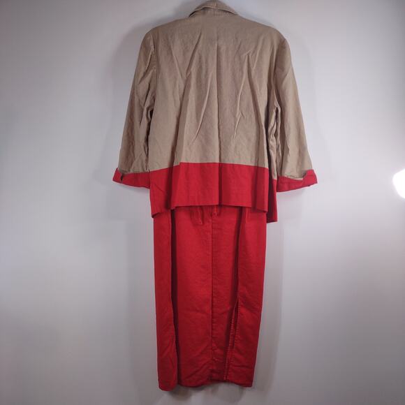 Vintage R & K Linen Blend Poppy Flower Dress Set, Size 14W - Picture 7 of 8